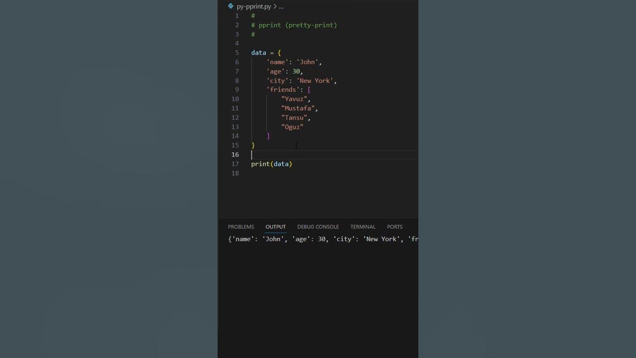 Python'da pprint() (pretty-print) ile daha okunakli print #python # ...