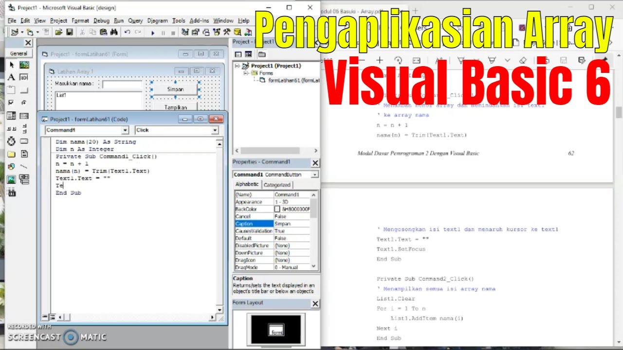 Pengaplikasian Array di Visual Basic 6🤔 - YouTube