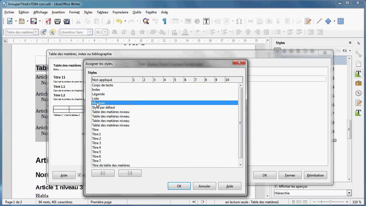Comment Faire Une Table Des Matières Sur Libre Office