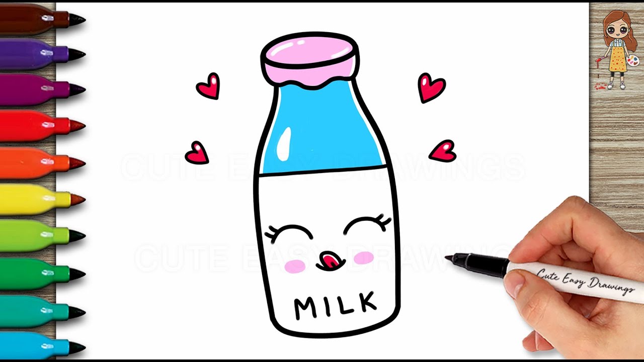 Dairy collection cute drawing milk Tutorial for cute milk illustrations