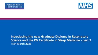 Introducing the new Graduate Diploma in Respiratory Science & the PG Certificate in Sleep Medicine