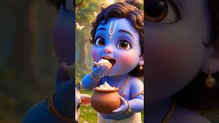 “Baby Krishna eating butter | cute AI video | kids story” #krishna #shorts