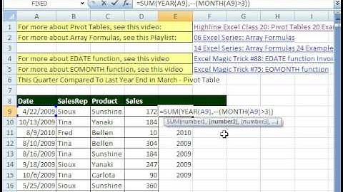 Excel Magic Trick 403: March End Quarterly Comparative Report - Pivot Table