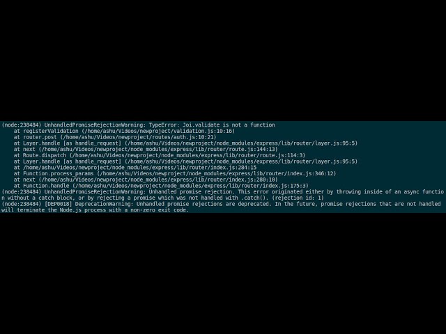 UnhandledPromiseRejectionWarning: TypeError: joi_1.default.validate is not a function - YouTube Unhandledpromiserejectionwarning: Typeerror: Joi_1.Default.Validate Is Not A Function - Youtube