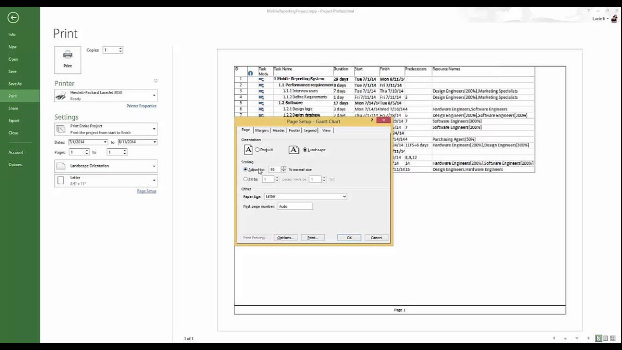 Microsoft Project Print Without Gantt Chart