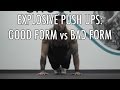 Explosive push ups: good form vs bad form