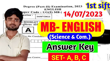Lnmu Part 2 MB-English (Sc. & Com) Answer Key 2023 || Lnmu Part 2 English 50 Marks Solved Question