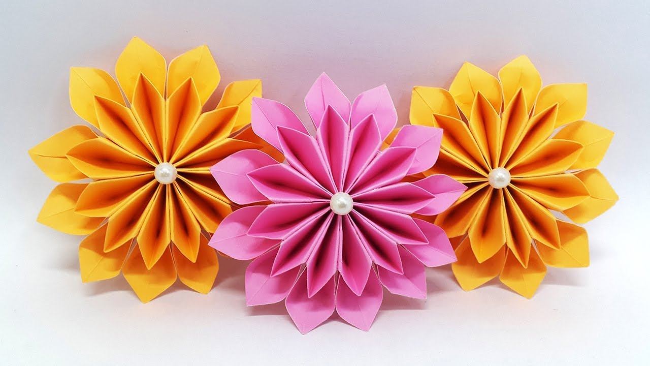 DIY Paper Flowers easy making tutorial (Origami Flower) Paper Crafts