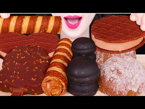 <strong>ASMR</strong> CHOCOLATE WAFFLE ICE CREAM, <strong>DARK</strong> CHOCOLATE SNACK, CHOCOLATE ICE CREAM 초코 아이스크림 먹방 EATING SOUNDS