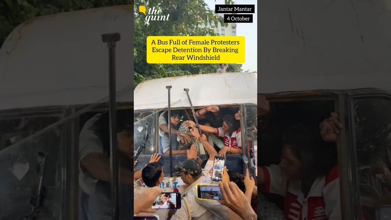 A Bus Full of Female Protesters Escape Detention By Breaking Rear Windshield