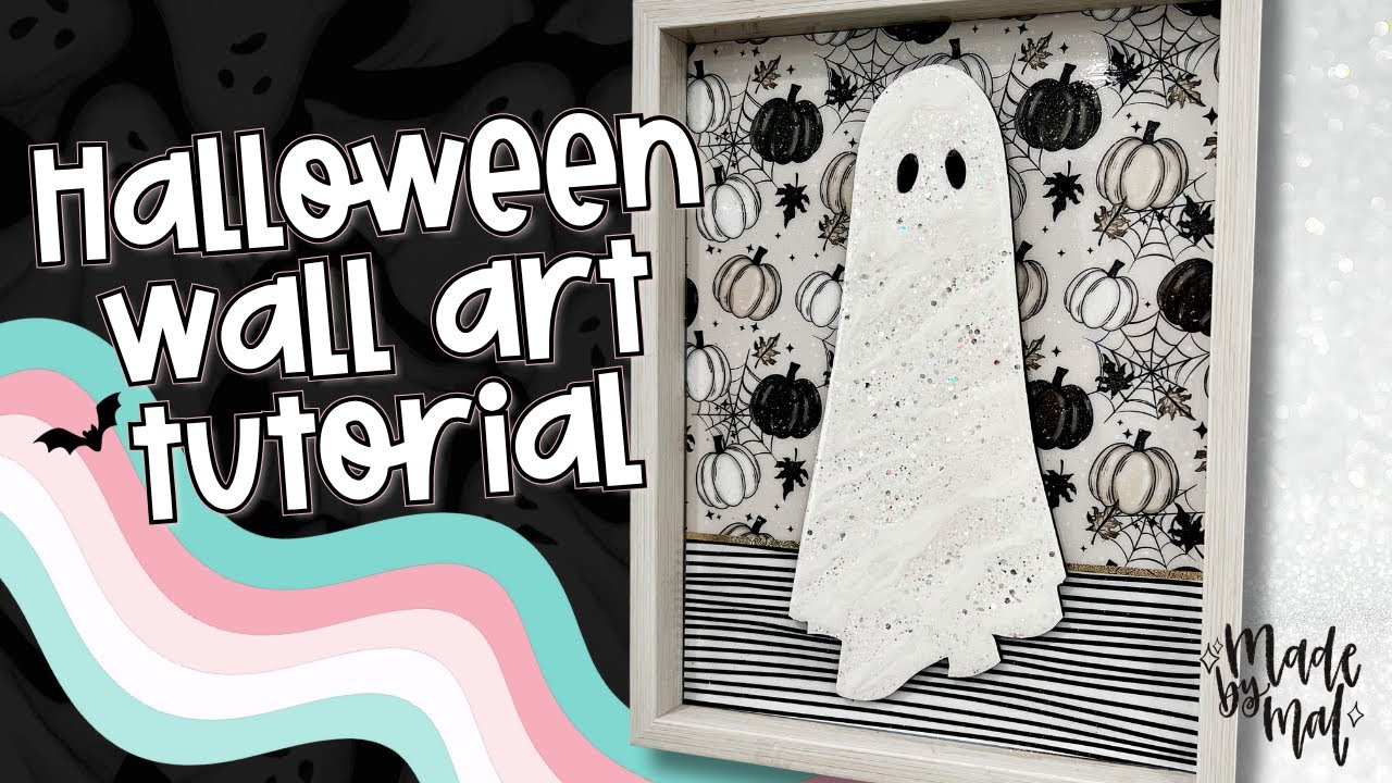 Урок по созданию настенного рисунка на Хэллоуин с блестками-призраками