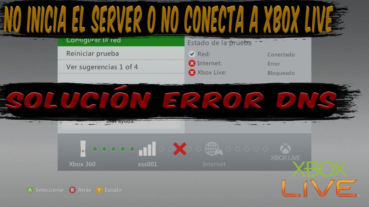 No inicia el server o error al iniciar sesion xbox error dns xbox 360 servers - YouTube