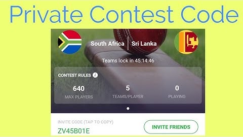 Cricplay Private Contest Code SA VS SL
