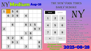 The New York Times Daily Sudoku 2025-08-28 Medium