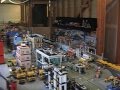 lego trains travel through the city