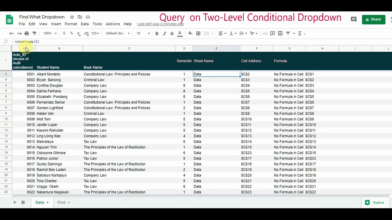 Google Sheet Query on Two-level Dependent Dropdown - YouTube