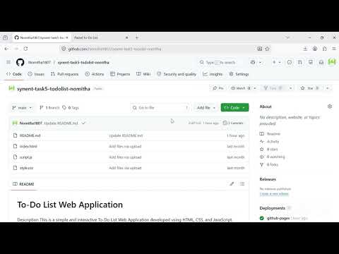 To-do-list Website Project | Web Development Internship @Synent Technologies