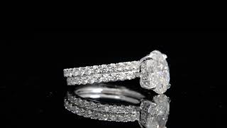 Natural Oval Cut Thin Hidden Halo Pave Diamond Engagement Bridal Set