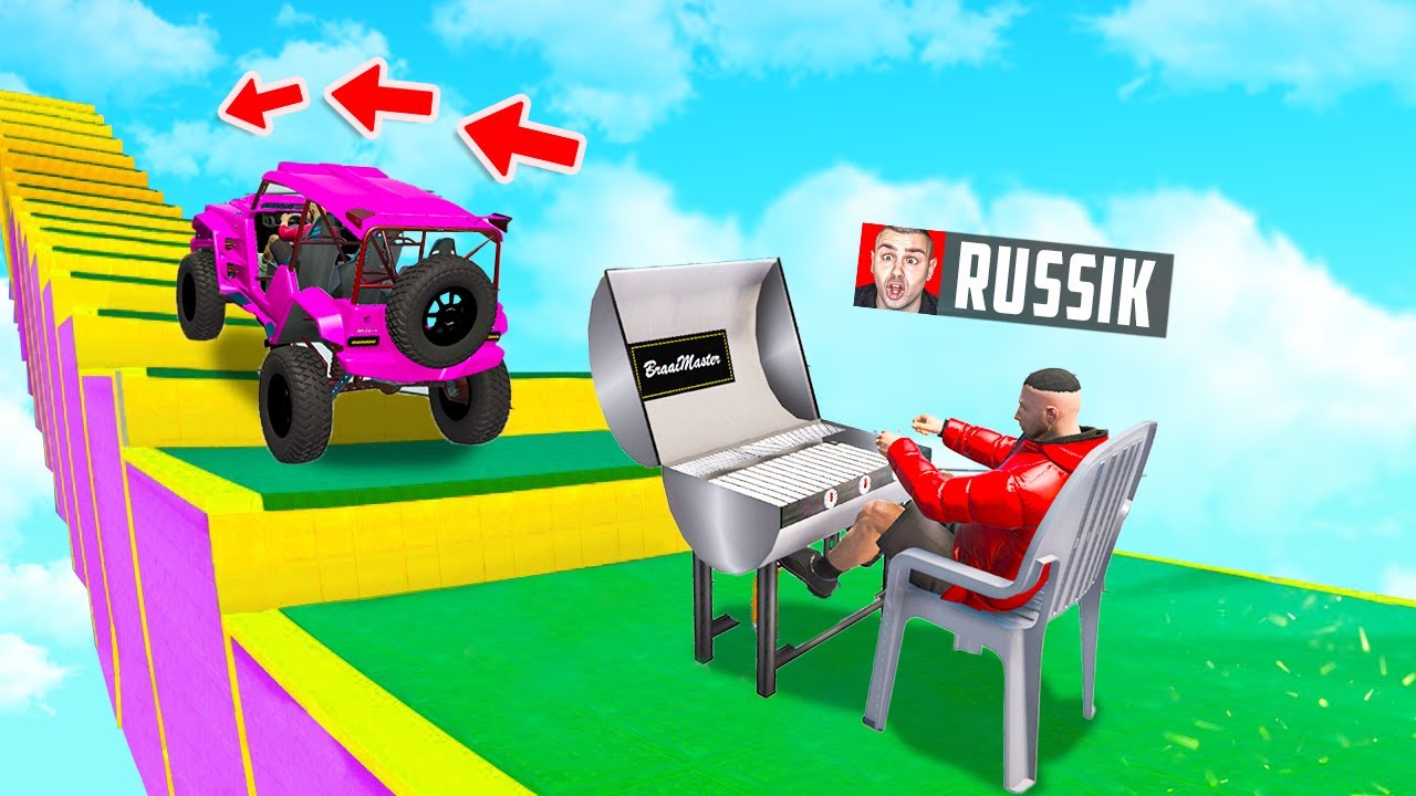 ZUFÄLLIGE AUTOS vs XXL TREPPE in GTA 5!