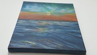 How to paint Ocean sunset in  Acrylics  #shorts