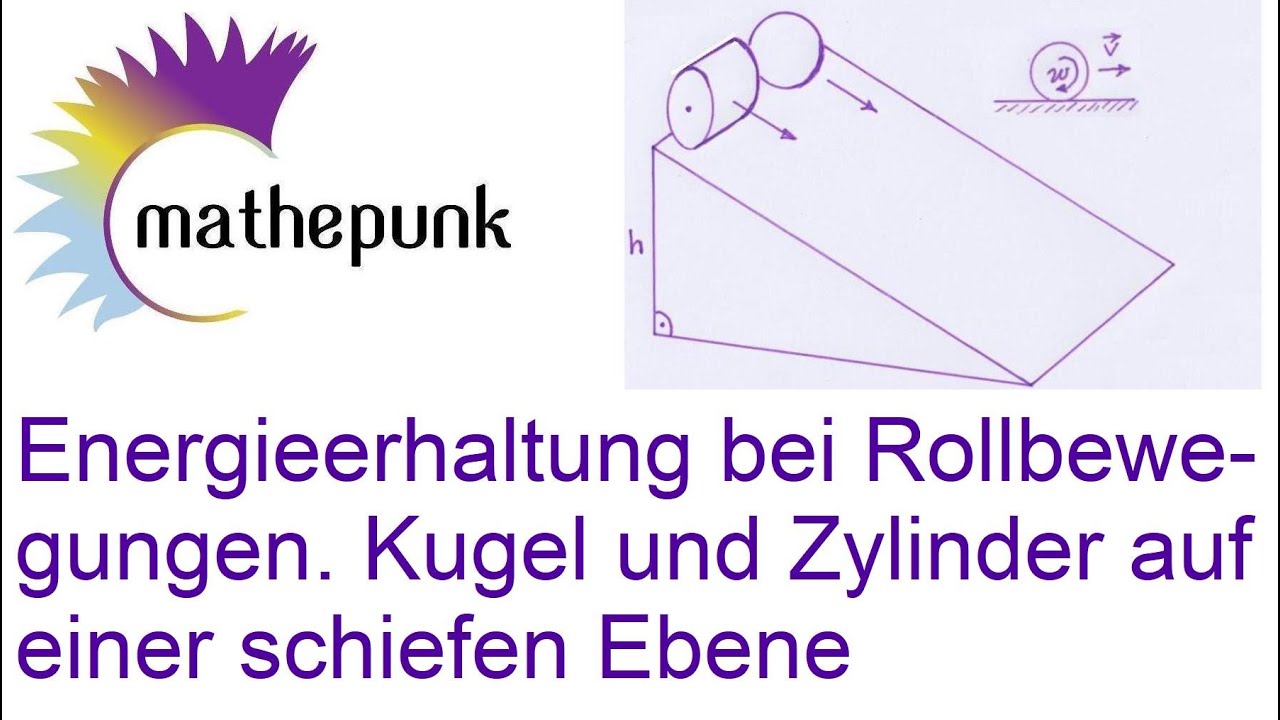 Energieerhaltung bei Rollbewegungen.  Kugel und Zylinder auf einer schiefen Ebene