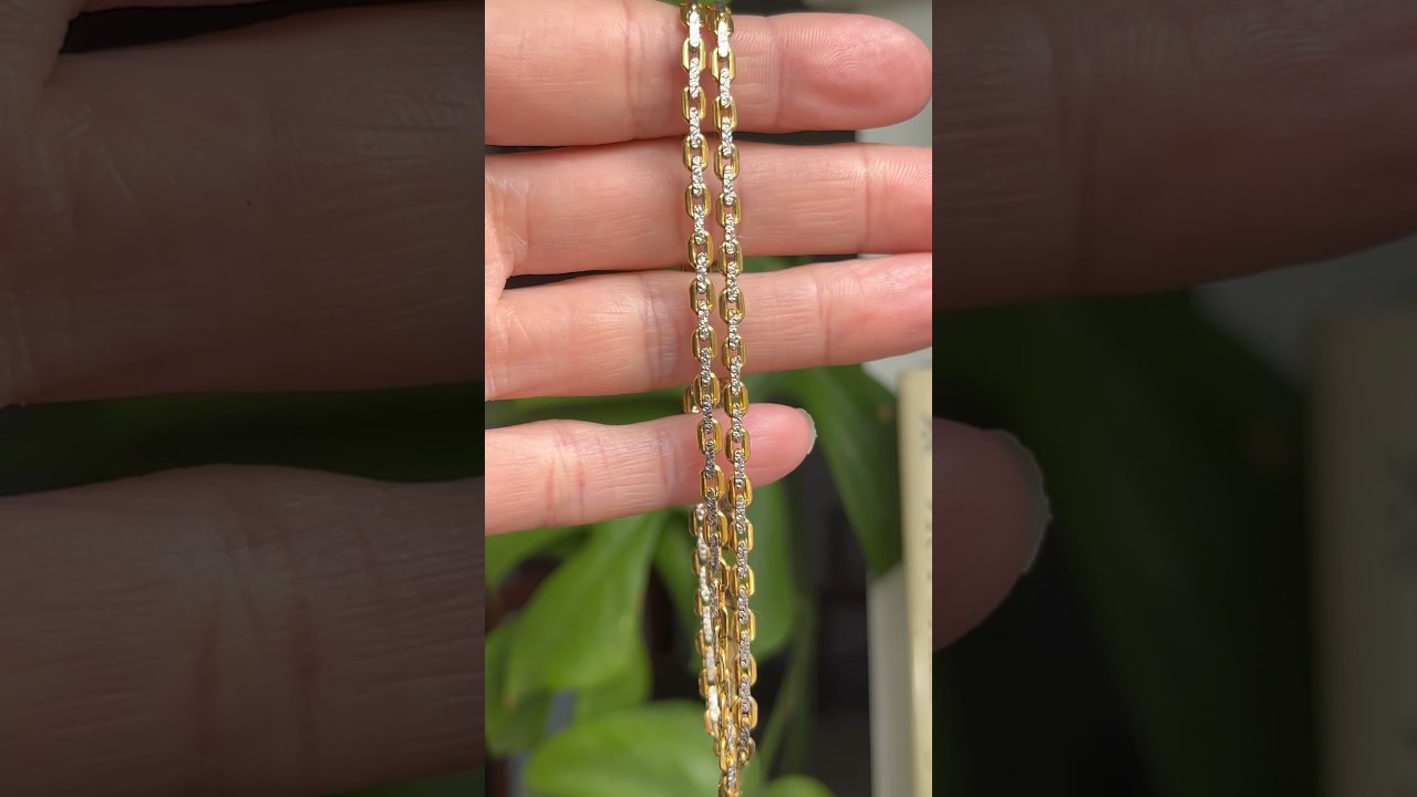 Vintage Two Tone 9ct Gold Fancy Textured Link Necklace  