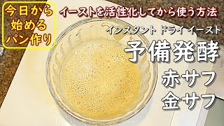 [今日から始めるパン作り 02]  イーストの予備発酵  赤サフ 金サフ編  イーストを目覚めさせてから使う方法