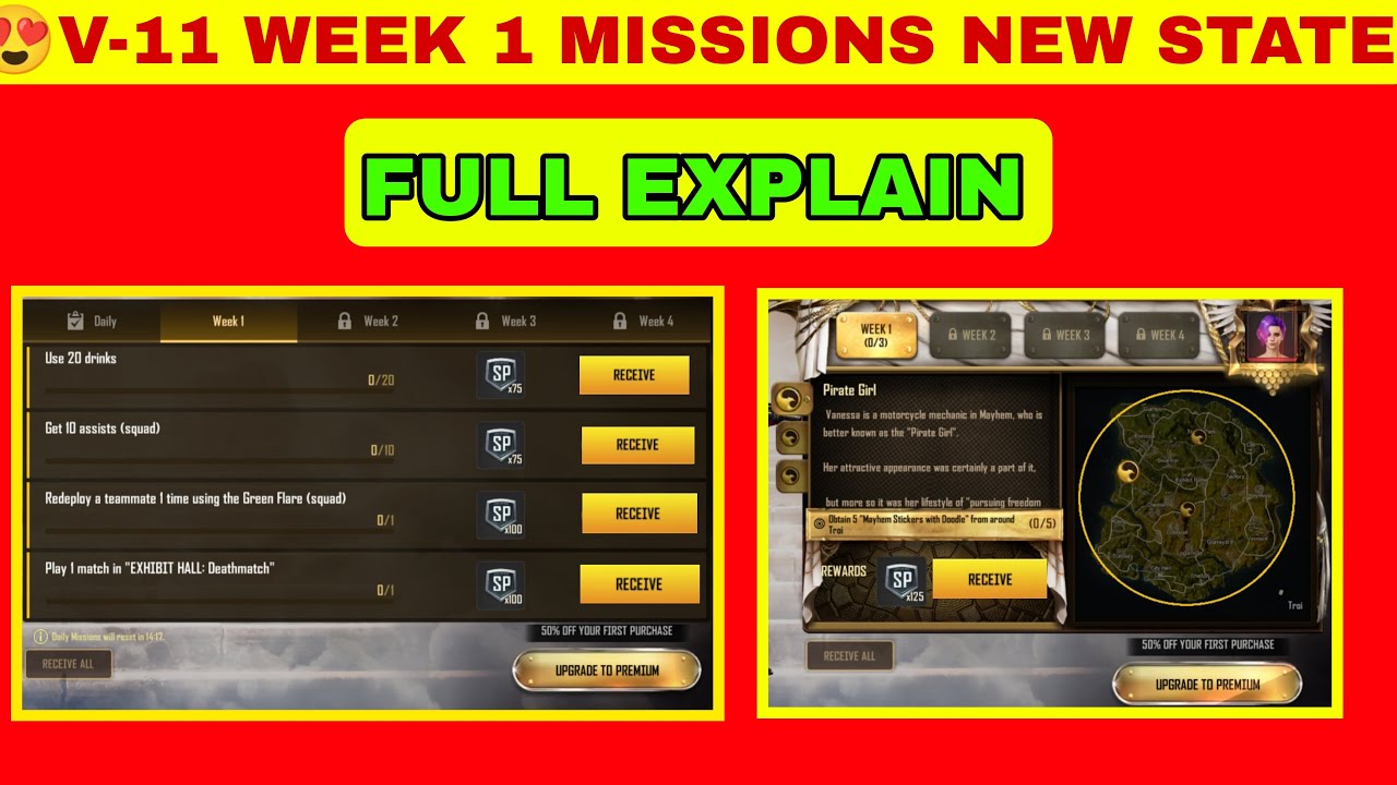 pubg new state Vol-11 week 1 missions full explain in 🔥 voluem 11 SP week 1 explain new state mobile