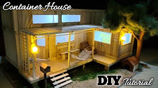 DIY บ้านคอนเทนเนอร์จิ๋วจากแท่งไอศครีม || บ้านคอนเทนเนอร์ทำเอง