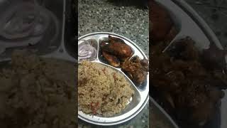 todays lunch plate chicken biryani fish fry mutton curry 