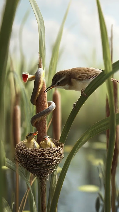 Bird Defends Reed Nest