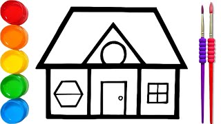 Drawing a House From Shapes | Learn How to Draw Home | Coloring, Painting For Kids & Toddlers