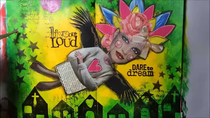 Dylusions paint art journal page, Tracy Scott