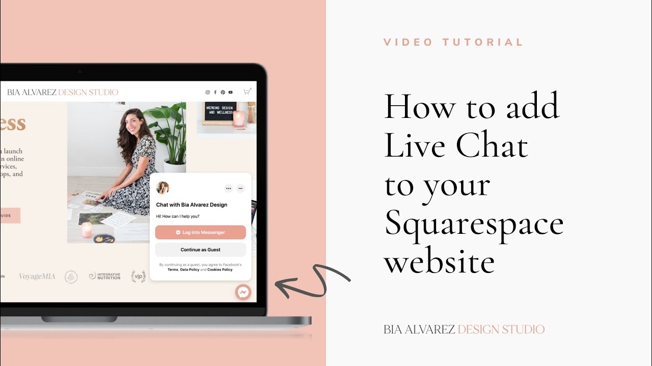 How to add Live Chat to your Squarespace website | Tutorial by Bia Alvarez Design