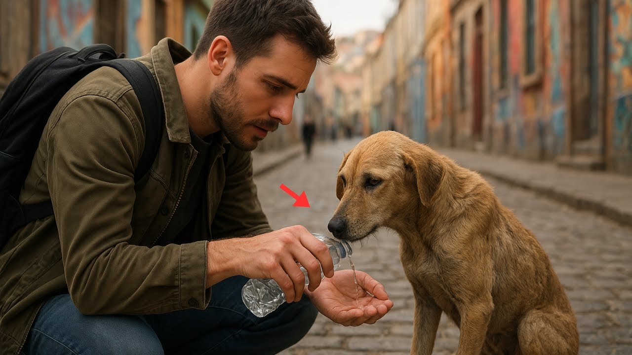 Un perro callejero suplica AYUDA a un TURISTA — lo que pasó después te dejará sin palabras…