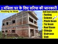 Steel details of 2 Storey House from Footing to Slab | 2 मंजिला घर के लिए सरिया की जानकारी