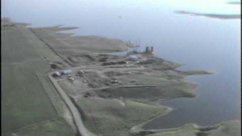 June 1979 aerial of the water intake structure for Antelope Valley Station