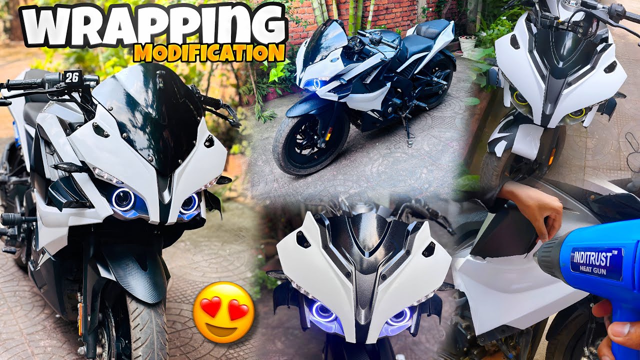 RS 200 🤩 WRAPPING MODIFICATION 🔥|| white Wrapping complete process