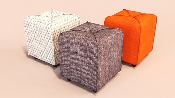 3ds max tutorial Ottoman pouf sofa seat furniture 3d modeling