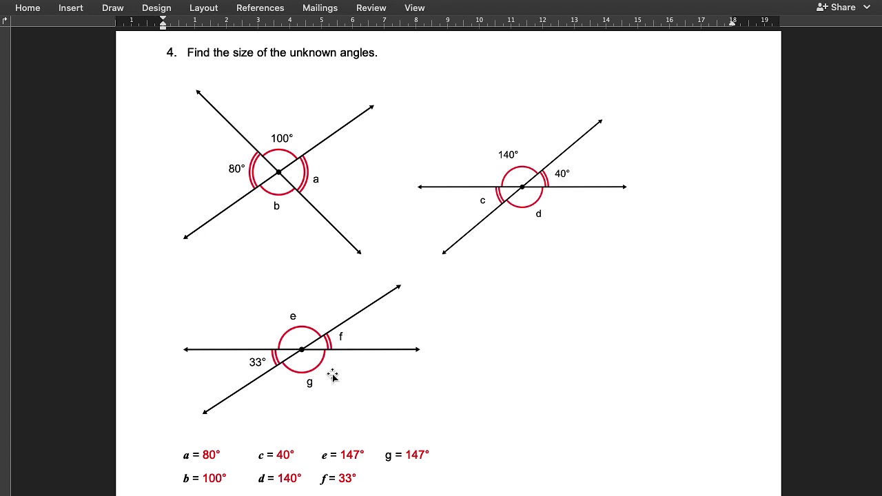 Angles test answers YouTube