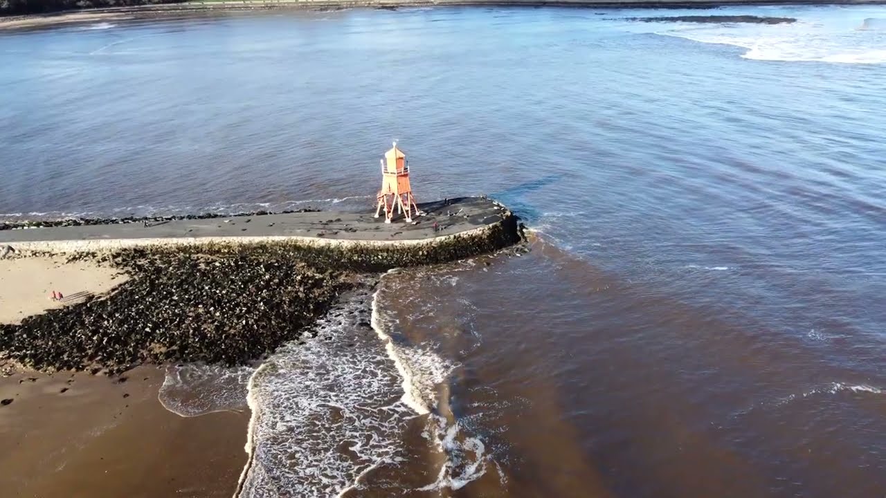 South Shields pier after babet blew top off lighthouse