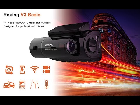 Rexing V3 Basic Dual Camera Front and Inside Cabin Full HD 1080p Dash Cam with WiFi