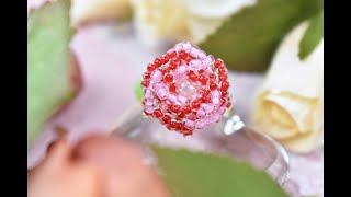 Beebeecraft DIY Rose Beaded Ring with Seed Beads