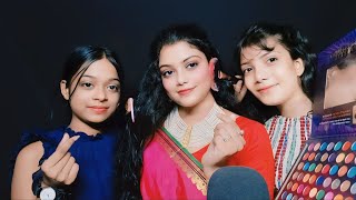 ASMR My Two Sisters Doing My Hairstyle And Indian Party Makeup 💄💇‍♀️