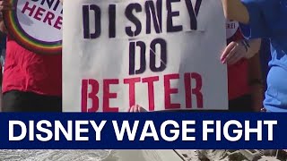 Rallying for a raise: Disney workers march outside Florida parks