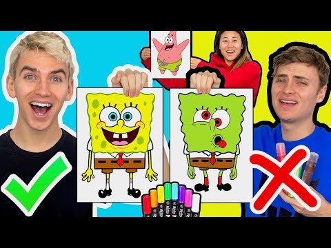 3 MARKER CHALLENGE WITH MY BROTHER (SPONGEBOB EDITION)