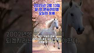2025년 2월 13일 말띠,양띠,원숭이띠 오늘의 운세 #행운 #재물 #운세 #말띠 #양띠 #원숭이띠