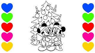 ESPECIAL DE NATAL Pintar Desenho Árvore de Natal do Mickey e da Minnie