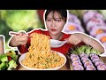 SUB)Mukbang/Purple Rice Ball with Noodles/eating with Olivia/ASMR Eating/EATING SOUNDS
