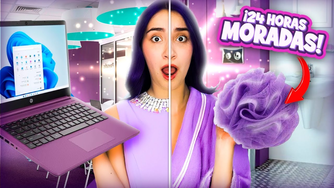 CONTANDO TODO LO MORADO que uso en un DÍA (sin trampa)😳💜